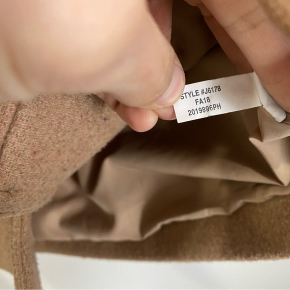 J CREW MERCANTILE Womens 8 Tan Wool Blend Fur Lined Hooded Zip Up Winter Jacket - Picture 7 of 7